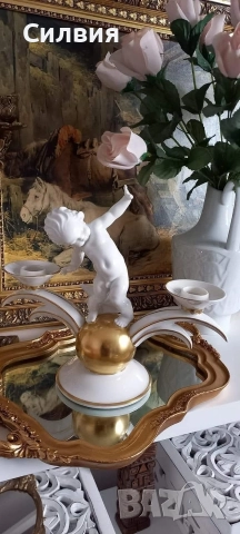 Рядък Арт Деко порцеланов свещник 
