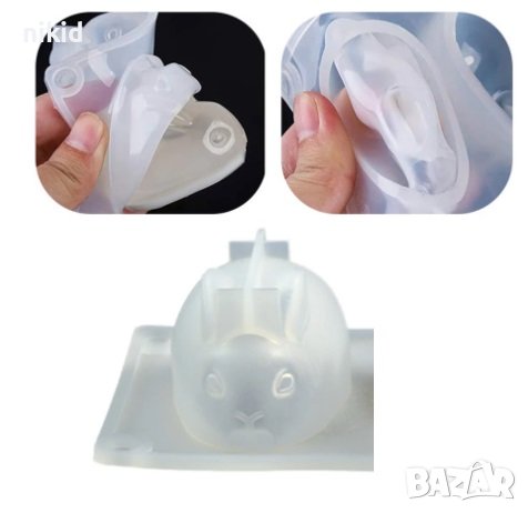 3D малко заоблено зайче заек Силиконов молд форма калъп фондан шоколад гипс сапун свещ смола, снимка 5 - Форми - 36541685