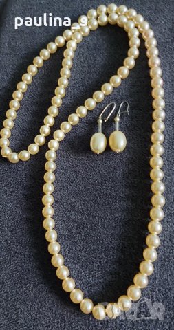 Комплект перли от соц-а / гердан и 2 чифта обеци, снимка 3 - Бижутерийни комплекти - 32873198