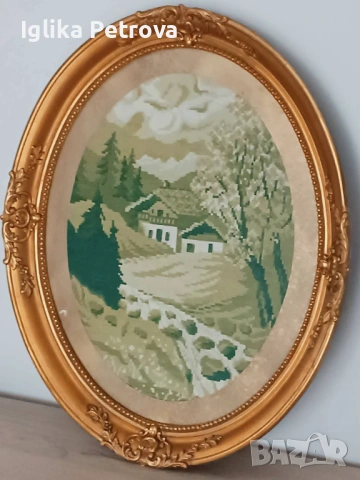 Гоблен Пролет в планинското пасище, снимка 10 - Гоблени - 53399211