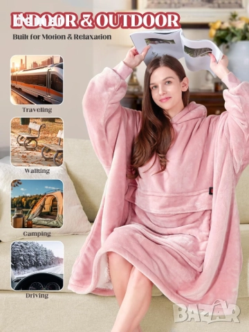 MAXEVE Отопляем суитшърт с качулка и батерия 10000mAh, голям суитшърт, топъл мек розов, снимка 7 - Суичъри - 52097440