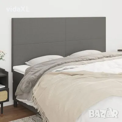 vidaXL Горни табли за легло, 4 бр, тъмносиви, 100x5x78/88 см, плат(SKU:3116075), снимка 2 - Други - 48837620