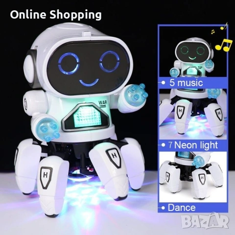 Танцуващ мини робот с LED светлини, снимка 4 - Електрически играчки - 53287144
