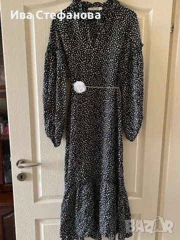  ежедневна елегантна дълга рокля вискоза  свободна удобна кройка буфан ръкав Samsøe Samsøe, снимка 2 - Рокли - 50382389