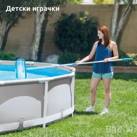 Комплект за почистване на басейн Intex 279см, Телескопичен прът, Четка, Кепче, Подочистачка, маркуч , снимка 4 - Басейни и аксесоари - 49899534
