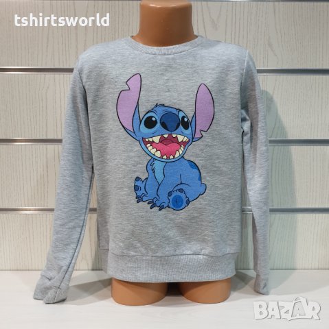 Нова детска ватирана блуза с дълъг ръкав Стич (Stitch) в сив цвят, снимка 7 - Детски Блузи и туники - 38996133