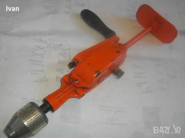 330мм ф8мм СОЦ ПОЛСКИ ПНР РЕТРО ВИНТИДЖ МАТКАП РЪЧНА ДРЕЛКА БОРМАШИНА С ОПОРНО РАМО ОТЛИЧНА , снимка 6 - Бормашини - 48304430