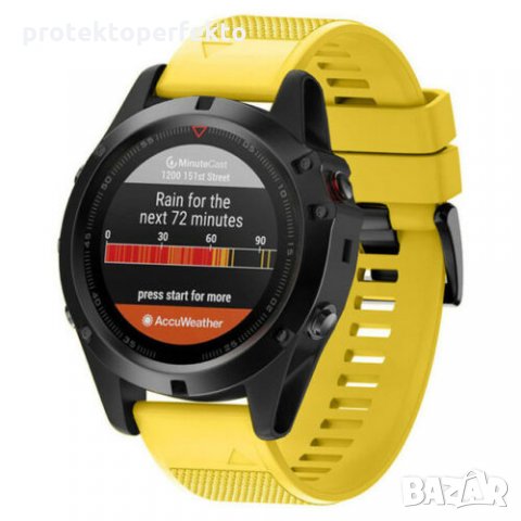 Силиконова каишка GARMIN Fenix 6, 6X, Pro, Solar жълт цвят, снимка 2 - Каишки за часовници - 35580168