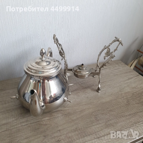 Спиртен чайник на стойка с горелка, 1.5 кг, снимка 3 - Кани - 51668842