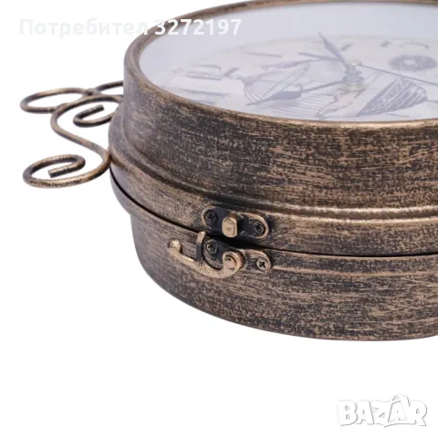 Винтидж двустранен безшумен стенен часовник+стойка за окачване,ковано желязо, снимка 13 - Стенни часовници - 49770467