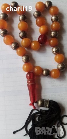 броеница сребро и кехлибар, снимка 10 - Антикварни и старинни предмети - 32398054