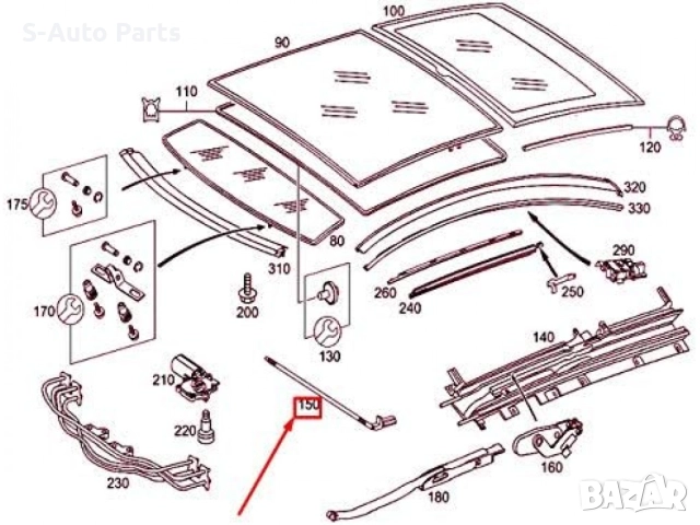 Ремонтен комплект за щора на панорамен таван Mercedes CL203, снимка 2 - Части - 52884032