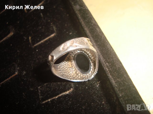 СТАР АНГЛИЙСКИ СРЕБЪРЕН ПРЪСТЕН СРЕБРО 925 НИЕЛО ОРНАМЕНТИКА с ЧЕРЕН АХАТ ФАСЕТИРАН 22279, снимка 13 - Пръстени - 33049568