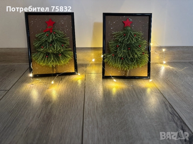 🎄Коледни елхички в рамка🎄, снимка 2 - Декорация за дома - 52531414