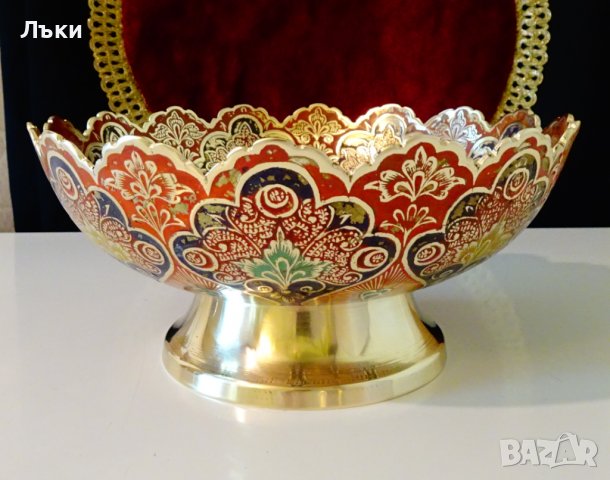 Бронзова фруктиера 720 гр.,клетъчен емайл. , снимка 4 - Антикварни и старинни предмети - 37120926