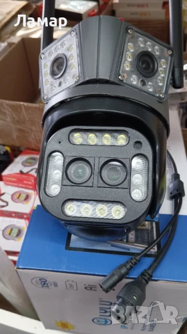 Тройна IP камера с двойна леща 10 zoom зум WiFi iCSee безжична камера 12MP, снимка 3 - IP камери - 50606795