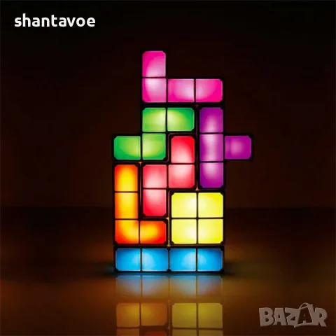 Цветна нощна лампа - тетрис конструктор, снимка 2 - Настолни лампи - 49369785