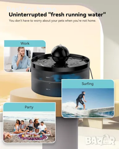 Котешки фонтан за пиене на вода с LED светлина, снимка 6 - За котки - 49530237