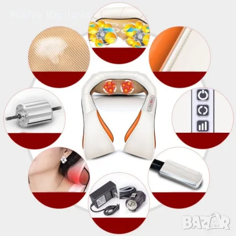 Шиацу 4D масажор за врат, гръб, плешки и рамене с функция затопляне , снимка 9 - Масажори - 49801252