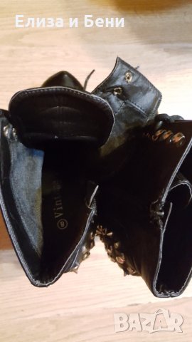 Екстравагантни готик кожени дамски боти на платформа с шипчета, снимка 4 - Дамски боти - 35066074