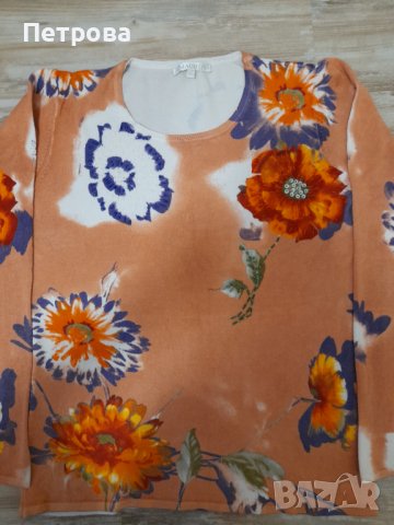 Фин пуловер с цветя, снимка 1 - Блузи с дълъг ръкав и пуловери - 39467318