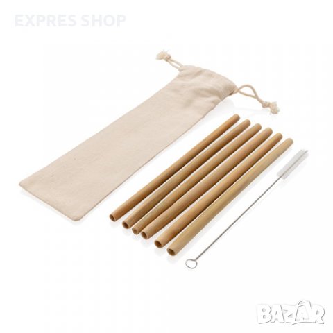 Комплект бамбукови сламки за многократна употреба 6 бр., снимка 6 - Други - 37654750