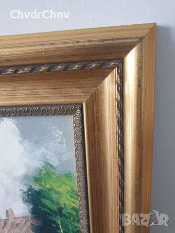 Collado 55х47см/испанска картина масло върху платно/градски пейзаж/къщи-катедрала/дървена рамка, снимка 8 - Картини - 51192802