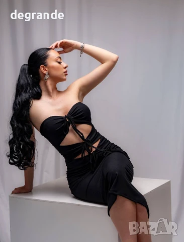 Черна елегантна дамска рокля 