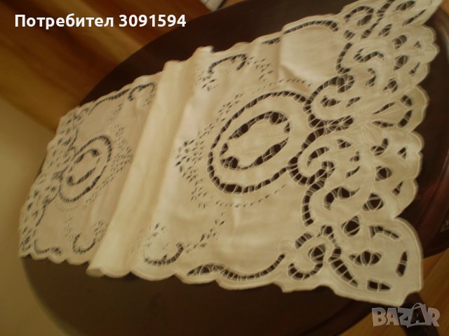 Покривка за маса бяла рязана бродерия 134 см х 42 см, снимка 5 - Други ценни предмети - 39027325
