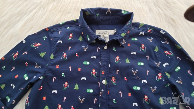 Детска Коледна риза H&M 11-12 години , снимка 5 - Детски ризи - 52859505