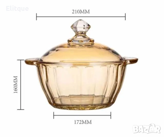 Изискана стъклена бонбониера практично и красиво съхранение 1.5л., снимка 5 - Други - 52894803