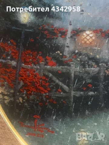 Декоративна порцеланова чинияа „Къщата на дървосекача“.САЩ., снимка 5 - Антикварни и старинни предмети - 52350605