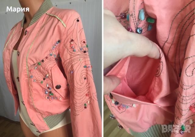 М размер Marc by Marc Jacobs Дамско Яке Протелтно Есенно Марк Джейкъбс Розово Прасковено Камъни, снимка 13 - Якета - 51869575
