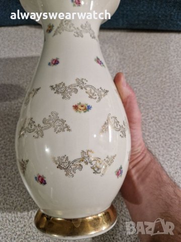 Декоративна порцеланова ваза със златни орнаменти BAVARIA - Ръчна изработка, снимка 3 - Вази - 38782155
