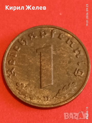 Две монети 1 райхсфенинг 1939г. Трети Райх Германия с свастика 53326, снимка 2 - Нумизматика и бонистика - 53147250