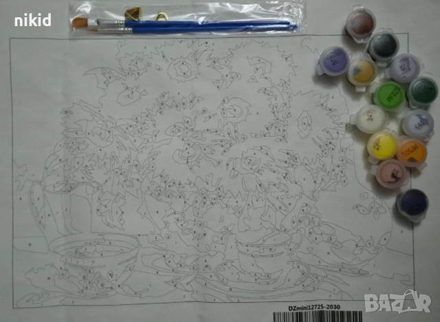 Рисуване на картина по номера Сервиз и ваза слънчогледи , снимка 4 - Картини - 52915569