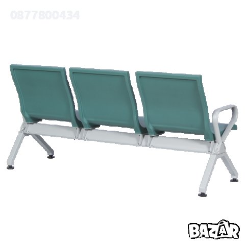 Зелена/черна полиуретанова посетителска 3-4 местна пейка за чакални-зелен,кафяв,черен полиуретан