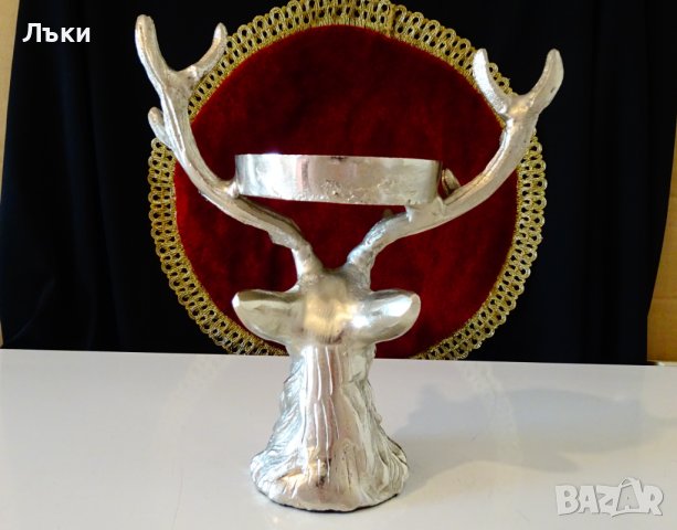 Глава на Елен,свещник,стойка,статуя от калай. , снимка 6 - Антикварни и старинни предмети - 42936581