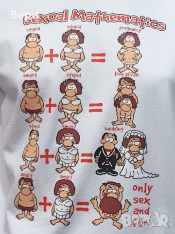 Нова мъжка забавна тениска с трансферен печат Сексуална математика, закачки, снимка 6 - Тениски - 28252947