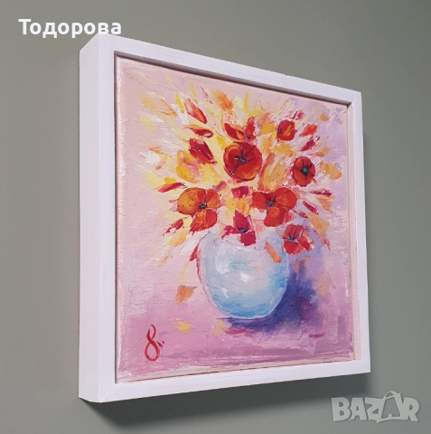 Пламъчета - маслени бои, снимка 2 - Картини - 51984525