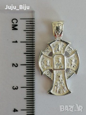 Нов сребърен двулицев кръст, снимка 2 - Колиета, медальони, синджири - 28530764