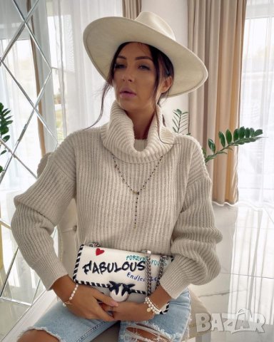 Дамски къс пуловер с яка 5 цвята, снимка 12 - Блузи с дълъг ръкав и пуловери - 43156137