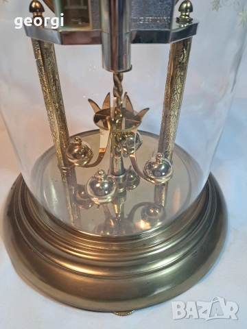 немски настолен часовник Hermle със стъклен похлупак , снимка 9 - Антикварни и старинни предмети - 53377294