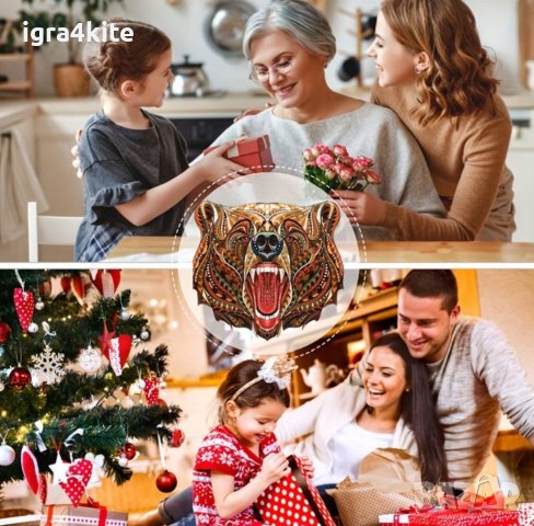 Дървен пъзел животни МЕЧКА / А4 формат Размер М / 27 МОДЕЛА, снимка 2 - Игри и пъзели - 43288202