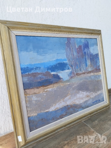 Антикварна картина, масло върху платно, подписана , снимка 4 - Картини - 51471614