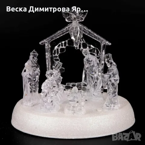 Коледна LED осветена акрилна скулптура на Рождество Христово, снимка 3 - Декорация за дома - 47907160