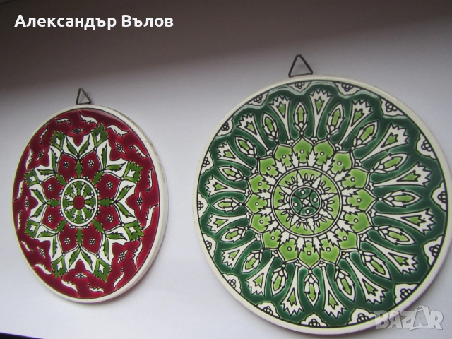 Две стари подложки за чаши или декорация за стена Pandora Ceramic ръчно направени гръцки, снимка 9 - Колекции - 51848070