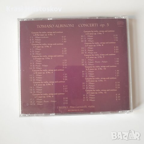 Tomaso Albinoni Concerti op.5 cd, снимка 3 - CD дискове - 43563106