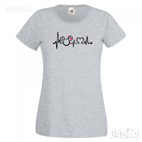 Дамска тениска Mickey Love Heartbeat 1 Мини Маус,Микки Маус.Подарък,Изненада,, снимка 4 - Тениски - 36526325