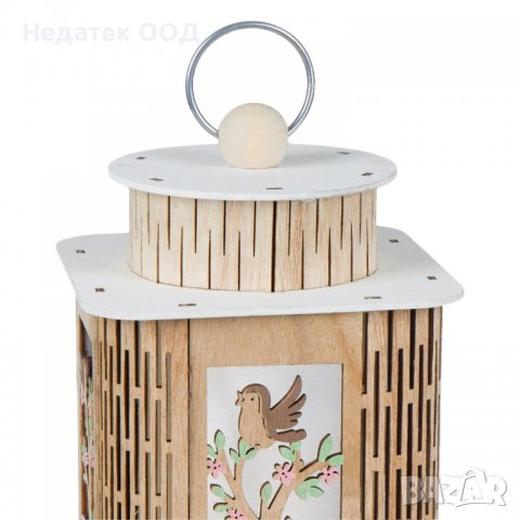 Декоративен фенер, Дървен, 8 Led светлини, 14x14x19,5 см, снимка 3 - Декорация за дома - 39985162